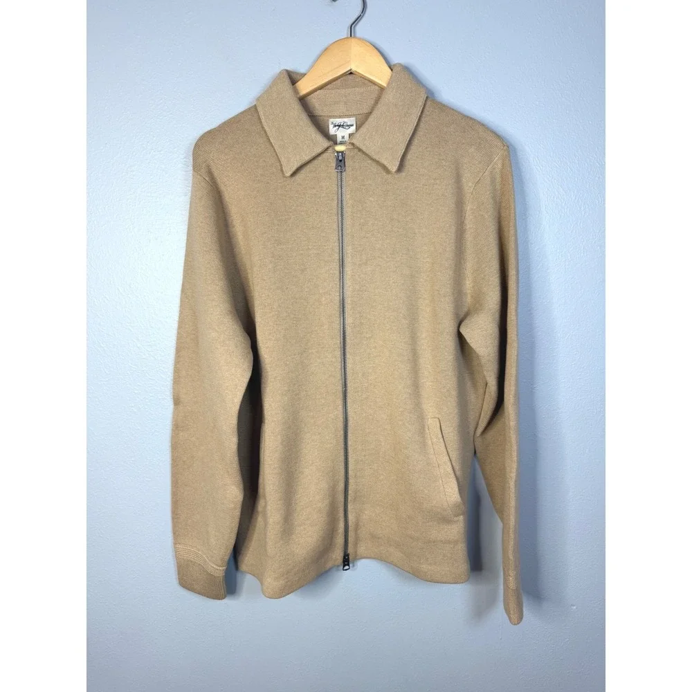 J.Crew Cotton‎ milano-stitch coach's sweater-jacket Mens Medium Heather Saddle
